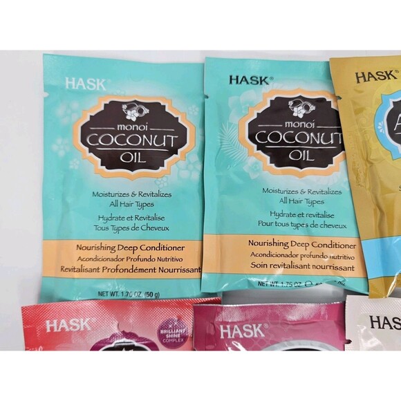 HASK 8 Pc NEW Assorted Hair Conditioner Samples Argan, Coconut, Bamboo, Keratin - Picture 4 of 6